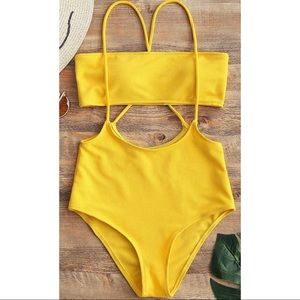 Bright yellow trendy bikini